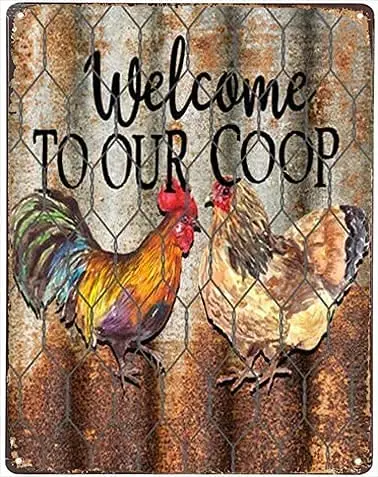 Tin Welcome To Our Coop Wall Art Coop Farm Chicken Coop Accessories Metal Chicken Signs Wall Decoration Tool Tin Sign 8x12 Inch
Tin Welcome To Our Coop Wall Art Coop Farm Chicken Coop Accessories Metal Chicken Signs Wall Decoration Tool Tin Sign 8x12 Inch