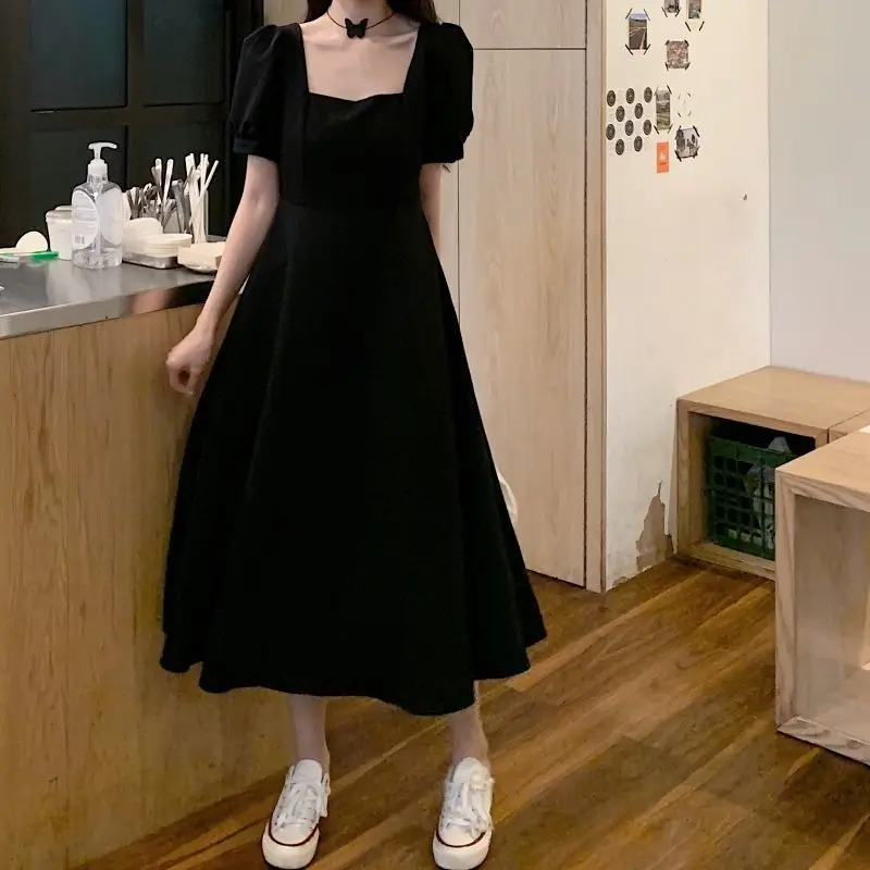 Long Little Black Dress Temperament Square Collar Over the Knee Solid Color All-Matched and Comfortable XIN-Shipping
Long Little Black Dress Temperament Square Collar Over the Knee Solid Color All-Matched and Comfortable XIN-Shipping