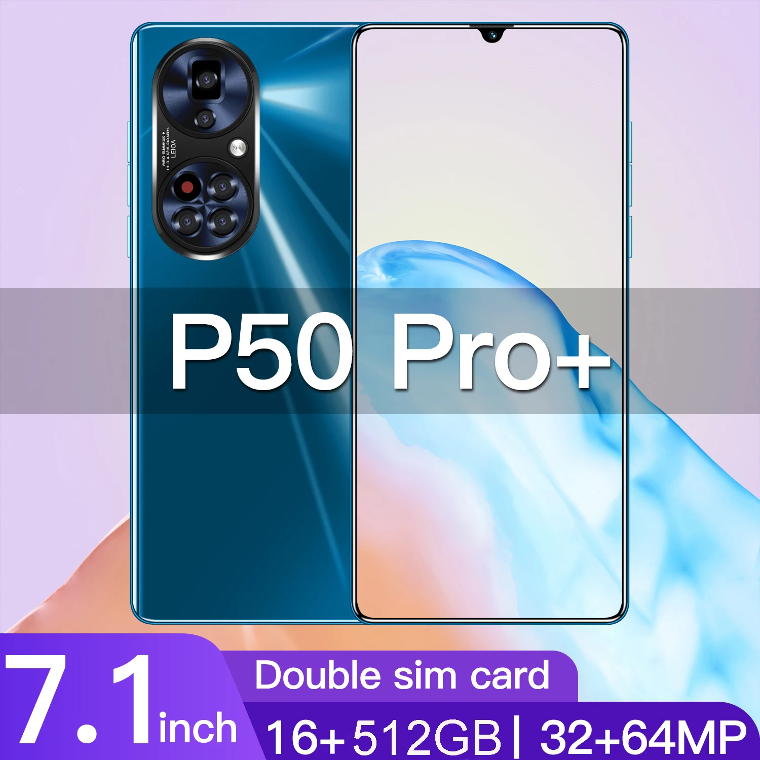 New Arrival 2021 P50 Pro+ 6800mAh 32+64MP 16+512GB Smart Phone Double SIM Card 7.1 Inch 1440*3040 MTK6598 10 Core Cell Phone
New Arrival 2021 P50 Pro+ 6800mAh 32+64MP 16+512GB Smart Phone Double SIM Card 7.1 Inch 1440*3040 MTK6598 10 Core Cell Phone