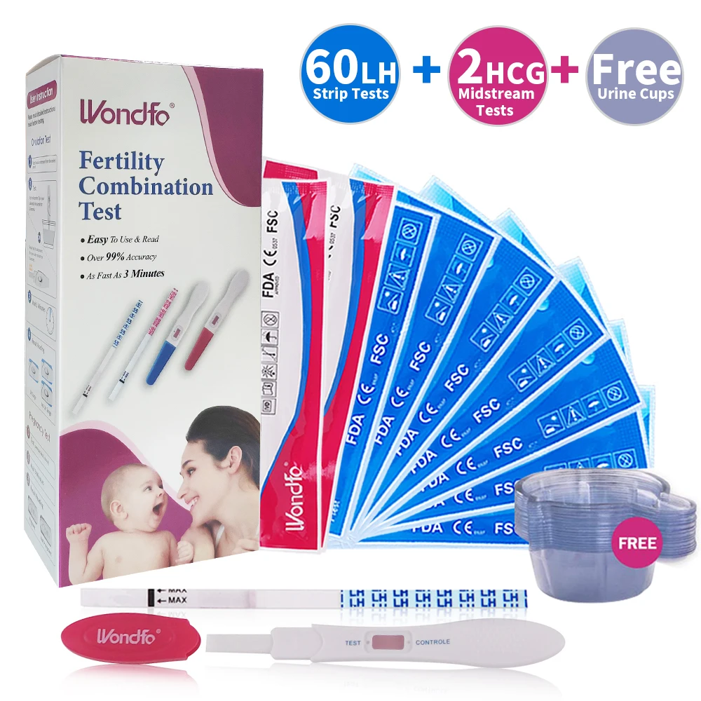 Wondfo 60PCS Ovulation+ 2pcs Pregnancy Urine Test Midstream Tests Kits with Urine Cups Freely
Wondfo 60PCS Ovulation+ 2pcs Pregnancy Urine Test Midstream Tests Kits with Urine Cups Freely