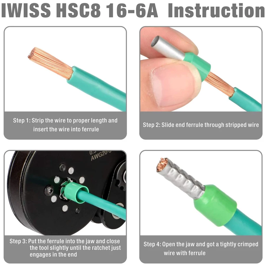 Ferrule Crimping Tool Ratcheting Self-adjustable crimping pliers HSC8 16-6 Range Crimp Tool for AWG20-5 End Sleeve Ferrules
Ferrule Crimping Tool Ratcheting Self-adjustable crimping pliers HSC8 16-6 Range Crimp Tool for AWG20-5 End Sleeve Ferrules
