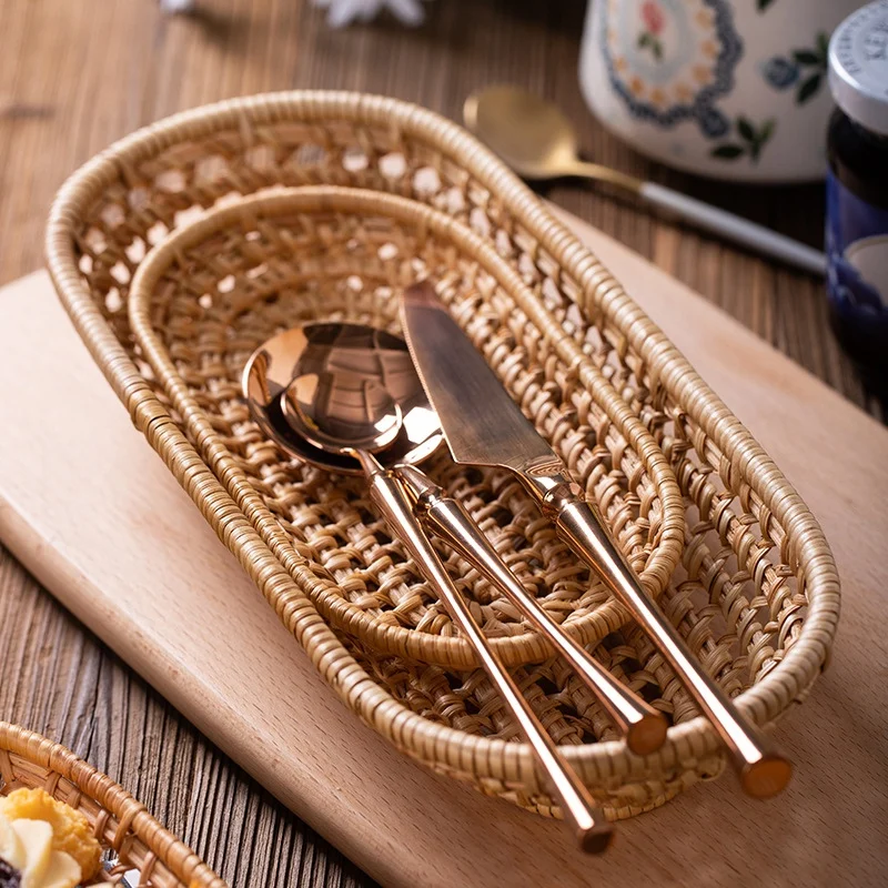 2Pcs Handmade Woven Oval Rattan Fruit Basket Bread Tray Wicker Food Tray Serving Basket Weaving Storage Holder
2Pcs Handmade Woven Oval Rattan Fruit Basket Bread Tray Wicker Food Tray Serving Basket Weaving Storage Holder