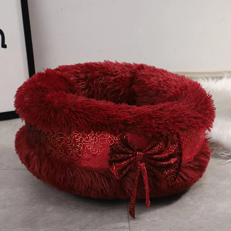 Luxury Bow Decoration Fluffy Round Cat Beds House Cat Mat Animals Sleeping Sofa Soft Long Plush Basket Cushion Cat Bed
Luxury Bow Decoration Fluffy Round Cat Beds House Cat Mat Animals Sleeping Sofa Soft Long Plush Basket Cushion Cat Bed