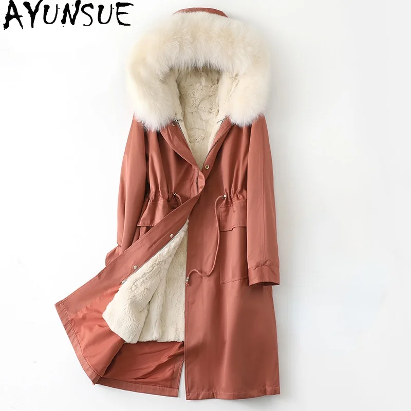 Куртка AYUNSUE теплая Женская, зимняя, 100%, подкладка из натурального кроличьего меха, с капюшоном, Воротник из лисьего меха, Gxy390
Куртка AYUNSUE теплая Женская, зимняя, 100%, подкладка из натурального кроличьего меха, с капюшоном, Воротник из лисьего меха, Gxy390