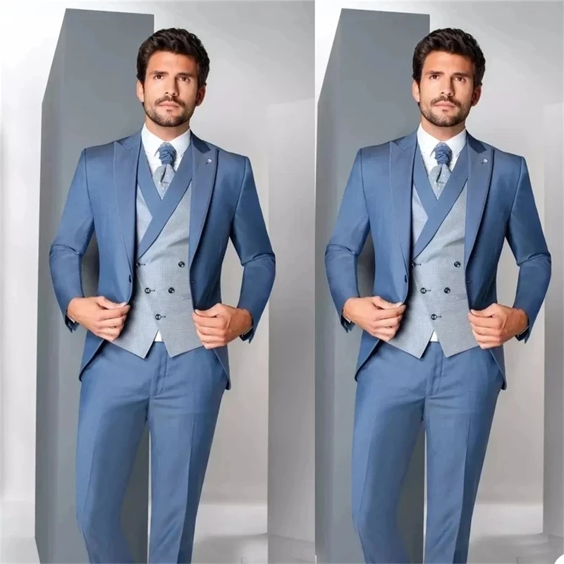2021 Fashion Newest Gorgeous Blue Men Suits 3 Pieces Costume Homme Groom Prom Wedding Blazer (Jacket+Pants+Vest) Slim Fit
2021 Fashion Newest Gorgeous Blue Men Suits 3 Pieces Costume Homme Groom Prom Wedding Blazer (Jacket+Pants+Vest) Slim Fit