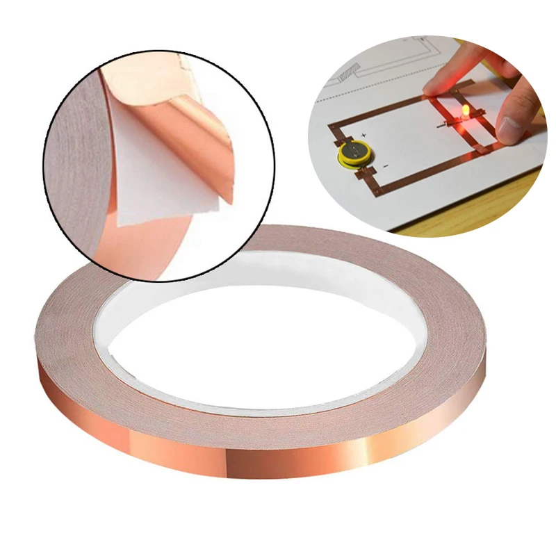 20Meters Double Side Conductive Copper Foil Tape Strip Adhesive EMI Shielding Heat Resist Tape Paper Circuits Electrical Repairs
20Meters Double Side Conductive Copper Foil Tape Strip Adhesive EMI Shielding Heat Resist Tape Paper Circuits Electrical Repairs