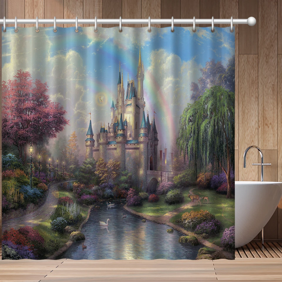Занавеска для душа из полиэстера, водонепроницаемая тканевая штора с принтом таинственного замка, для ванной, гостиной
Занавеска для душа из полиэстера, водонепроницаемая тканевая штора с принтом таинственного замка, для ванной, гостиной