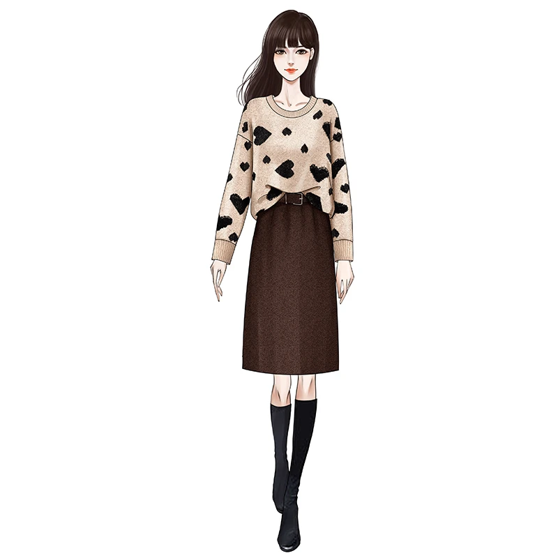 Fall And Winter Sweet Love Pullover Sweater Bodycon Belt Skirt Two Pcs Set Leisure Suits Female Top Knitwear Casual Big Warm
Fall And Winter Sweet Love Pullover Sweater Bodycon Belt Skirt Two Pcs Set Leisure Suits Female Top Knitwear Casual Big Warm