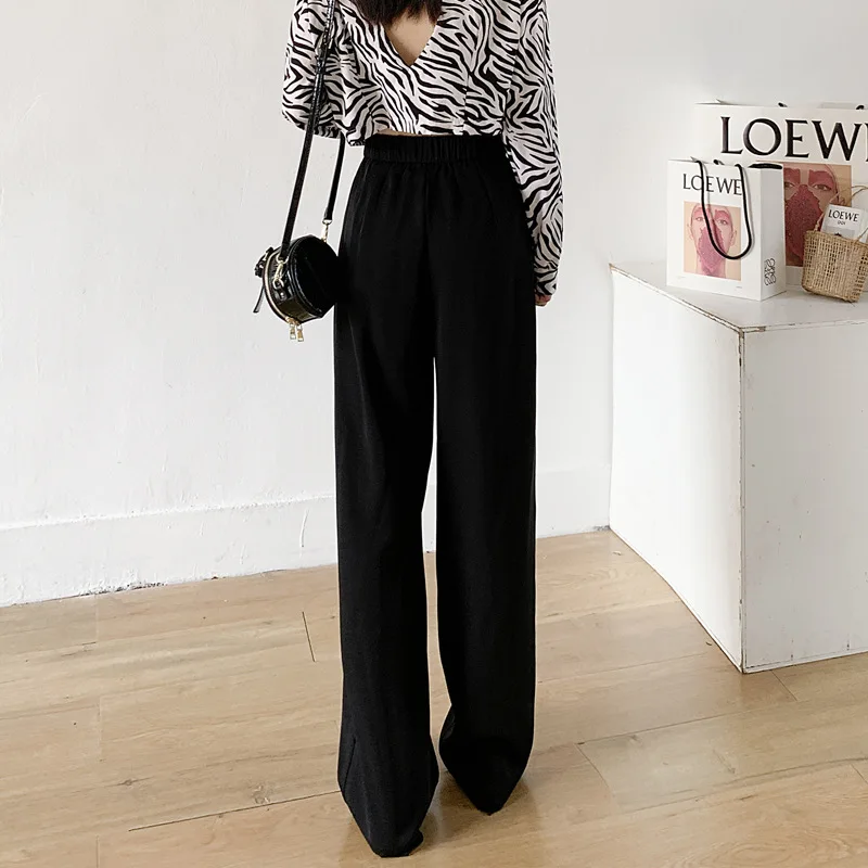 Ladies high streetwear black grey trousers Fashion new 2021 spring Wide leg pants for women D978
Ladies high streetwear black grey trousers Fashion new 2021 spring Wide leg pants for women D978