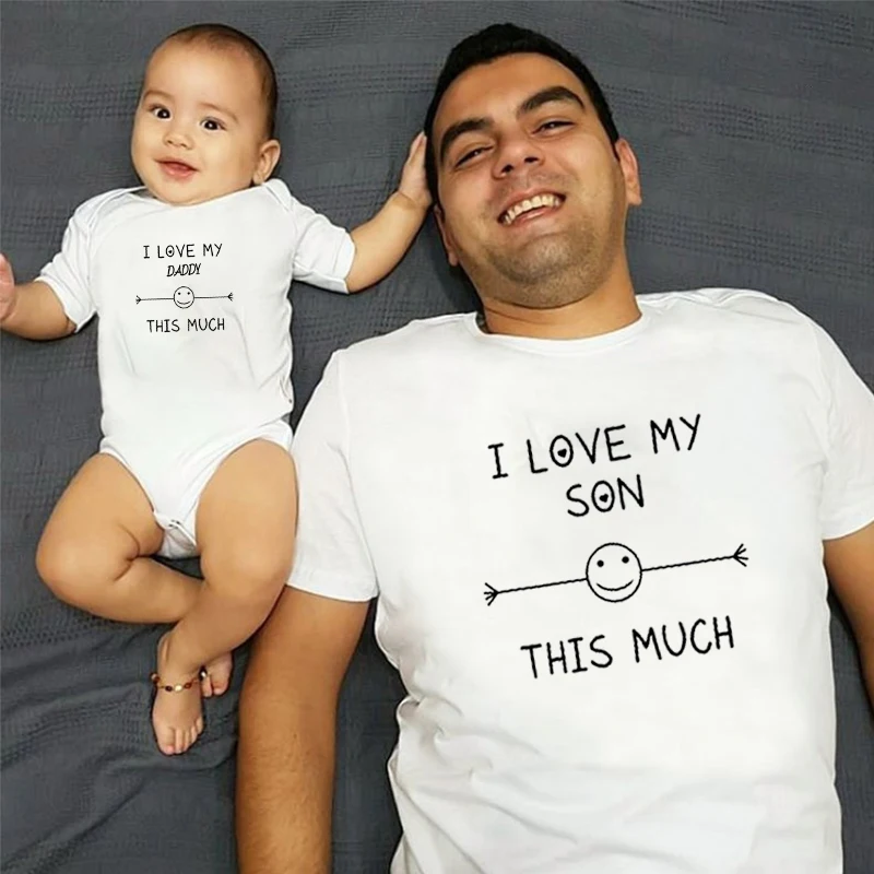 Family Matching Clothes I Love My Daddy/Son This Much Print Tshirt for Men Kids Romper for Baby Casual Daddy and Me Matching
Family Matching Clothes I Love My Daddy/Son This Much Print Tshirt for Men Kids Romper for Baby Casual Daddy and Me Matching