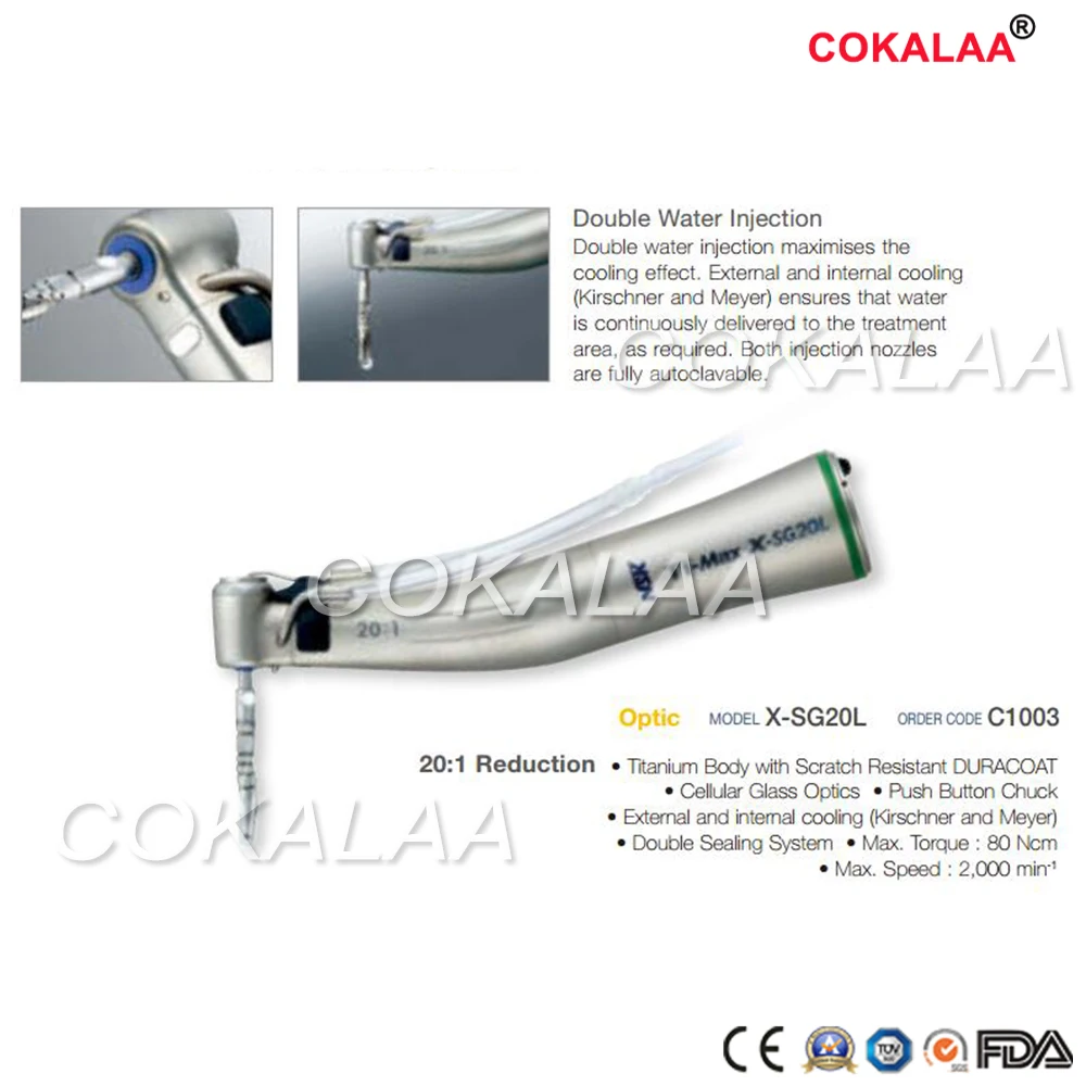 NSK TI MAX Implant Handpieces 20:1 contra angle Reduction turbine dental handpiece with Optic
NSK TI MAX Implant Handpieces 20:1 contra angle Reduction turbine dental handpiece with Optic