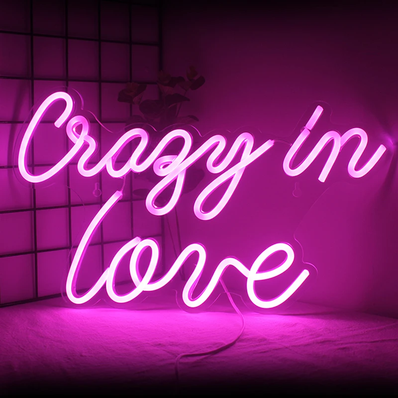 

Wanxing Crazy in Love Neon LED Neon Sign For Bedroom Room Decor Wall Art Acrylic Neon Light Wedding Party Valentine's Day Gift