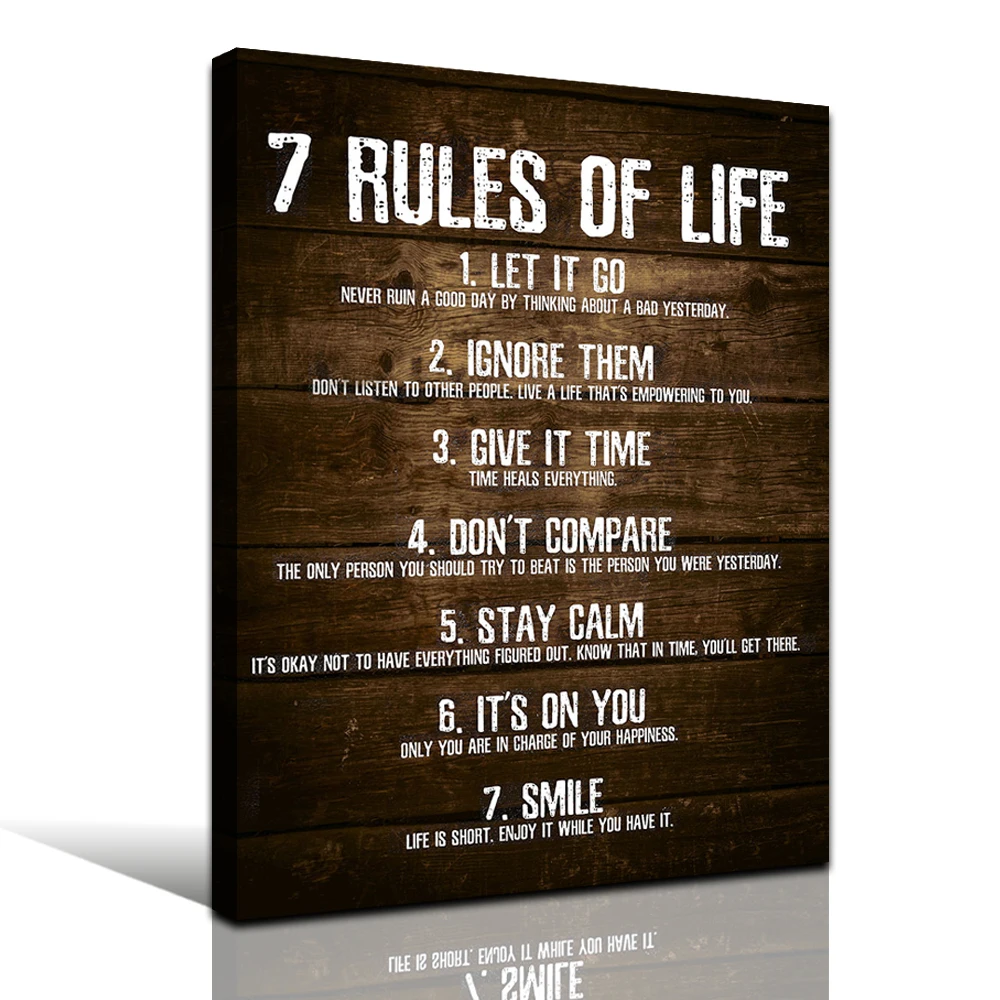 HD Print Canvas Art Inspirational 7 Rules Of Life Motivational Quote Art Posters Prints Wall Picture For Living Room No Frame
HD Print Canvas Art Inspirational 7 Rules Of Life Motivational Quote Art Posters Prints Wall Picture For Living Room No Frame