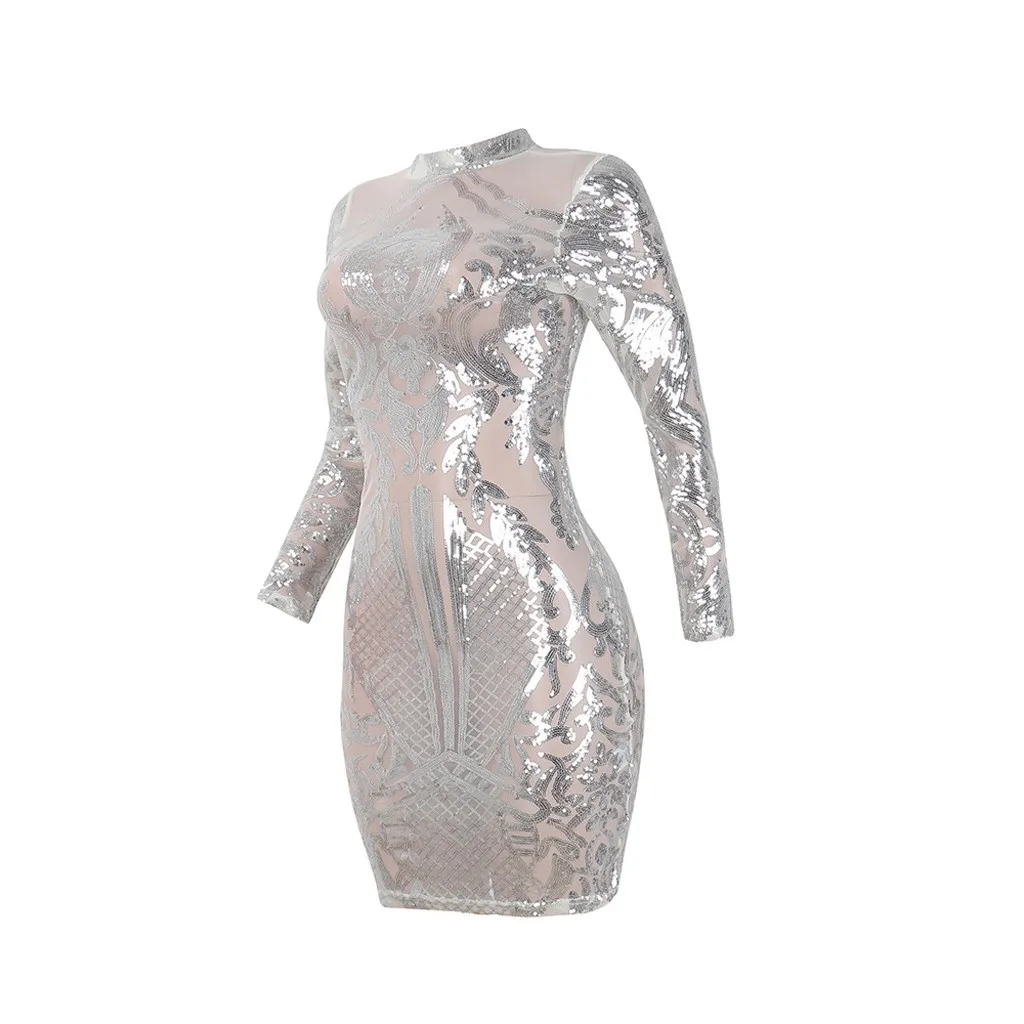 Ladies Dress New Solid Color Sequin Dress Long-Sleeved Mesh Stitching Zipper Party Ball Sexy Slim Dress Z1118
Ladies Dress New Solid Color Sequin Dress Long-Sleeved Mesh Stitching Zipper Party Ball Sexy Slim Dress Z1118