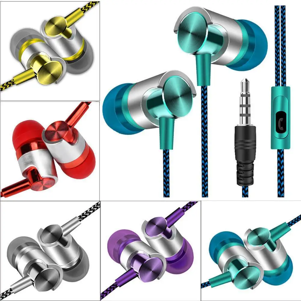 

Fashion Braided Wired Stereo Sound Volume Control Phone Laptop In-ear Earphones For Most Phones Tablets MP3 MP4