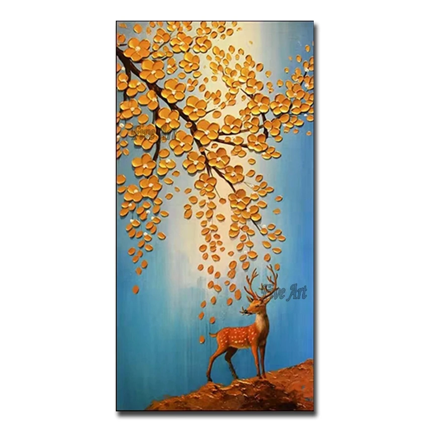 Modern Abstract Golden Acrylic Texture Knife Flower Picture 100% Hand-painted Deer Canvas Wall Art Oil Paintings For Living Room
Modern Abstract Golden Acrylic Texture Knife Flower Picture 100% Hand-painted Deer Canvas Wall Art Oil Paintings For Living Room