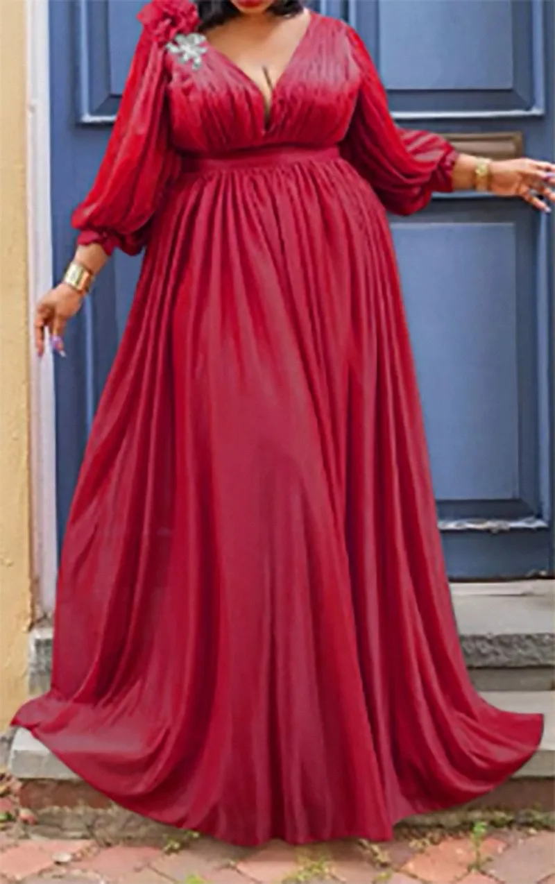 Womens Elegant Party Dress Fashion V Neck Robe Longue Female French Puff Sleeve Dresses 2021 Autumn Solid Floor
Womens Elegant Party Dress Fashion V Neck Robe Longue Female French Puff Sleeve Dresses 2021 Autumn Solid Floor