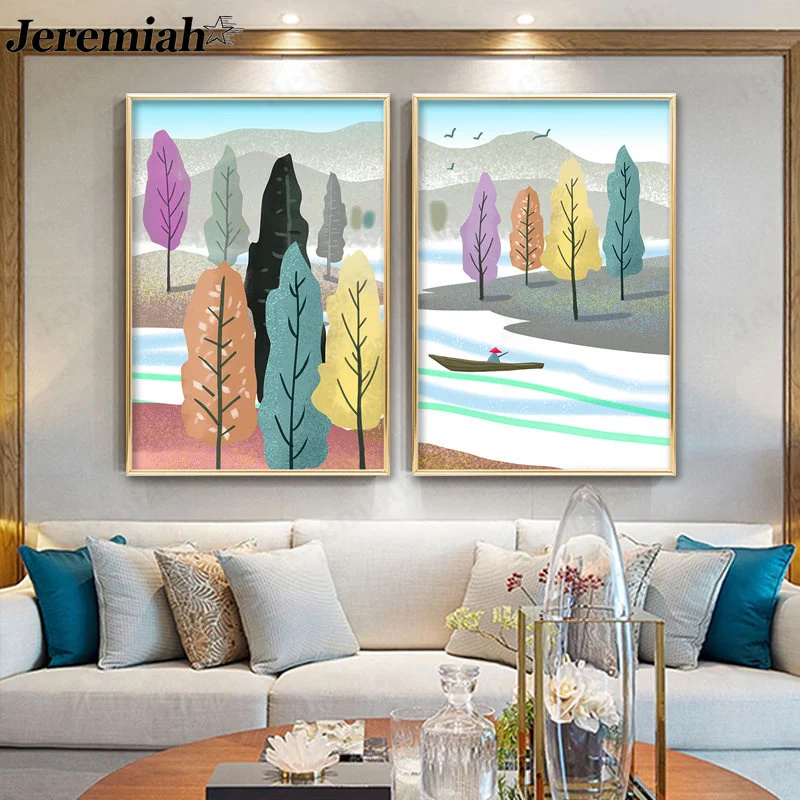 Modern Abstract Landscape Canvas Painting Colorful Tree Lake Wall Art Scandinavian Home Decor Frameless Painting
Modern Abstract Landscape Canvas Painting Colorful Tree Lake Wall Art Scandinavian Home Decor Frameless Painting