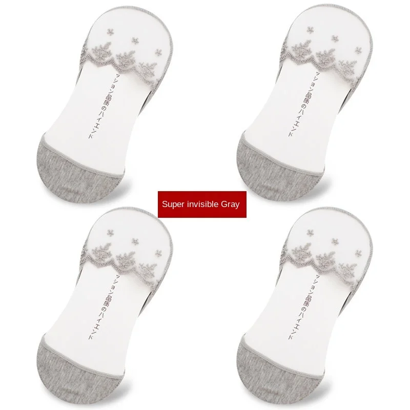 2020 New Fashion Women's Short super Invisible Silicone Lace Tracks Non-slip Socks Antiskid Liner Elastic Comfy Female Summer