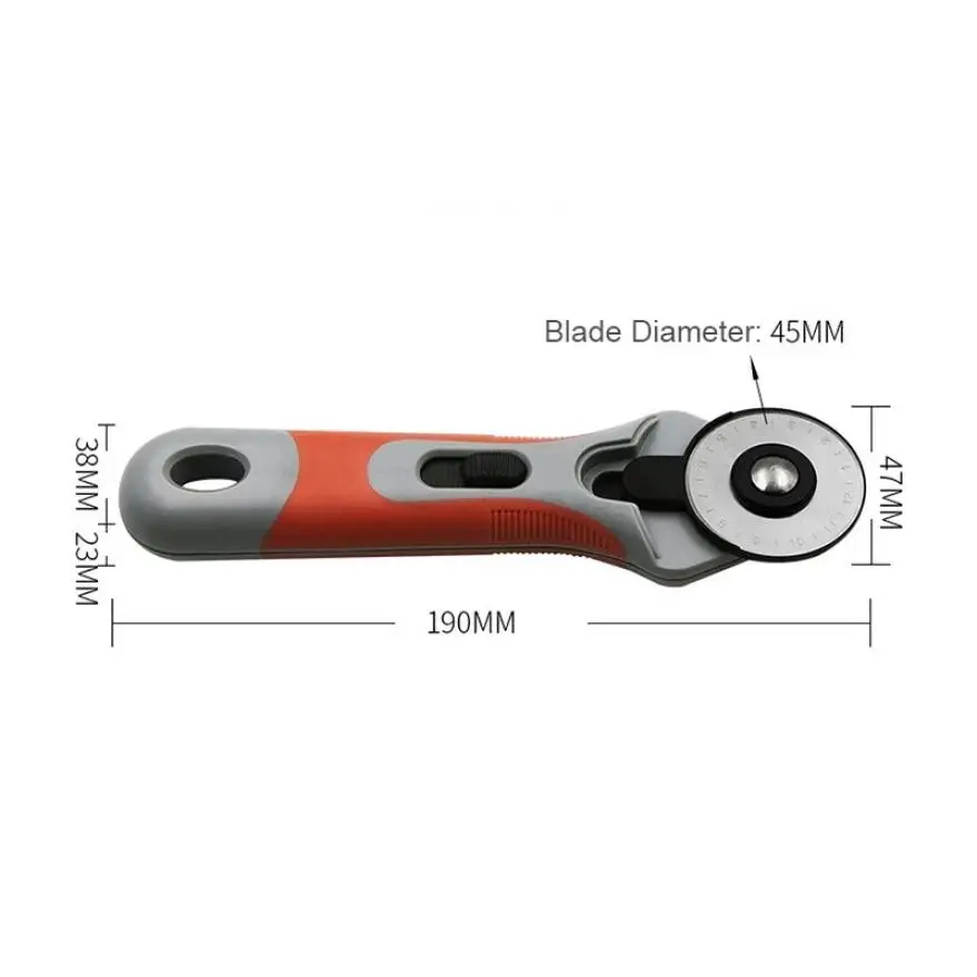 45mm Rotary Cutter Fabrics DIY Arts Crafts Cutting Patchwork Leathercraft Sewing Tool Accessories Leather Fabrics Cutter
45mm Rotary Cutter Fabrics DIY Arts Crafts Cutting Patchwork Leathercraft Sewing Tool Accessories Leather Fabrics Cutter