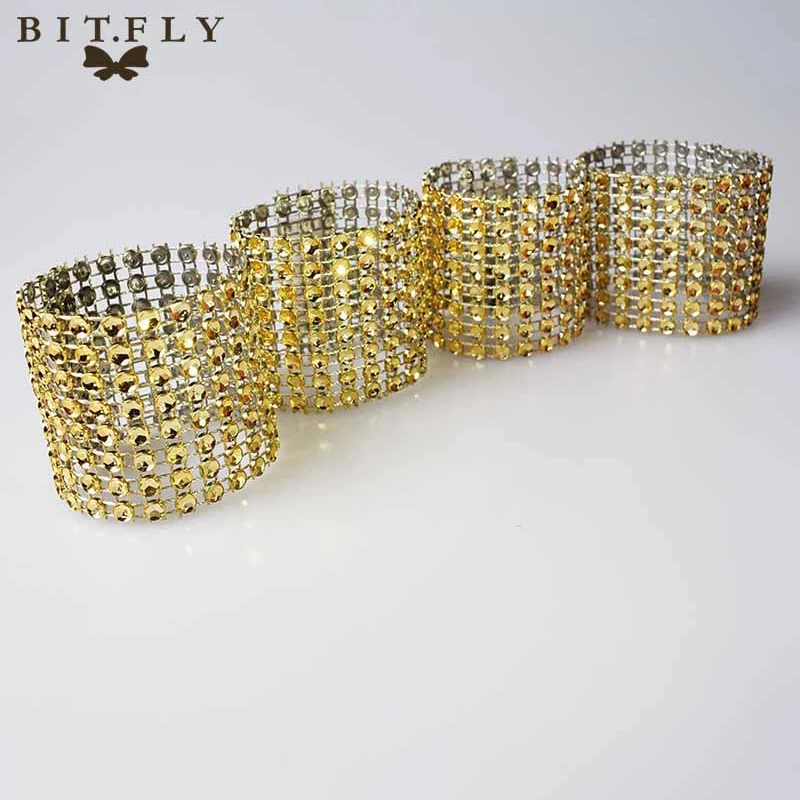 100PCS 8 Rows Bling Diamond Mesh Wrap Silver/Gold Wedding Chair Sash Napkin Rings DIY Decoration free shipping
100PCS 8 Rows Bling Diamond Mesh Wrap Silver/Gold Wedding Chair Sash Napkin Rings DIY Decoration free shipping