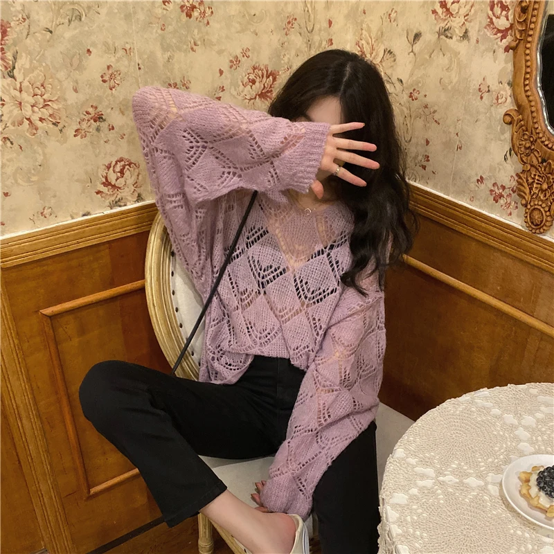 Hipster V-neck Loose Korean Clothes Hollow Out Thin Women Sweater Autumn Knitted Pullovers Fashion Brand New Ladies Tops
Hipster V-neck Loose Korean Clothes Hollow Out Thin Women Sweater Autumn Knitted Pullovers Fashion Brand New Ladies Tops