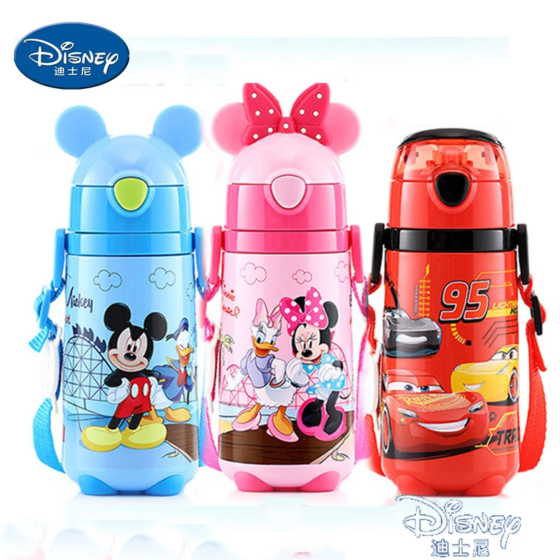 

Детская Вакуумная чашка «Микки Маус» Disney, розовая соломенная чашка для школы, теплоизоляционная бутылка красного цвета с Минни Маусом