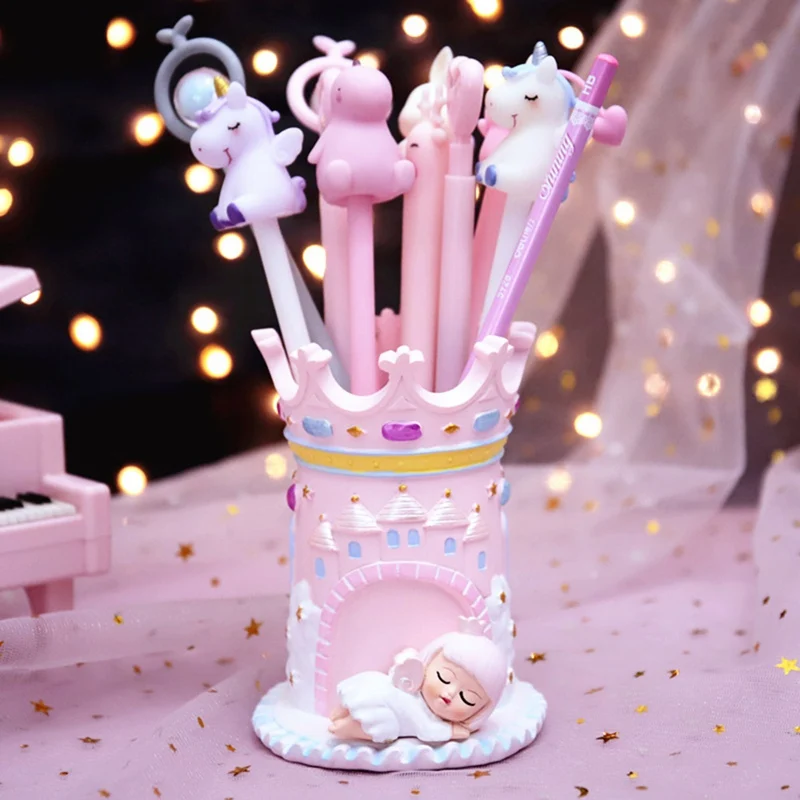 Castle Resin Pencil Holder for Cute Unicorn Pen Holder Girls Kawaii Cartoon Princess Student Desk Stationery Storage Organizer
Castle Resin Pencil Holder for Cute Unicorn Pen Holder Girls Kawaii Cartoon Princess Student Desk Stationery Storage Organizer