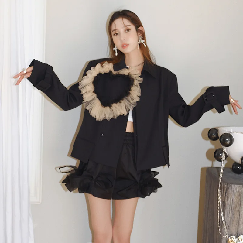 Highstreet Fashionable Love Mesh Stitching Black Short Jacket Female Long Sleeve Lapel Slim Coat Suit 2021 Spring Summer Clothes
Highstreet Fashionable Love Mesh Stitching Black Short Jacket Female Long Sleeve Lapel Slim Coat Suit 2021 Spring Summer Clothes