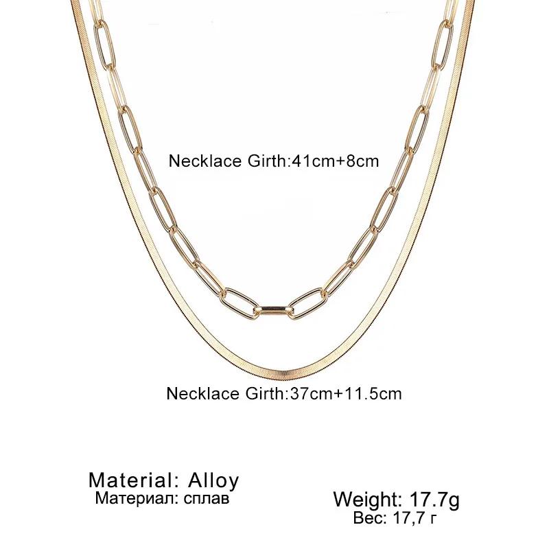 FNIO Punk Multi Layer Snake Chain Necklace for Women Gold Color Simple Curb Cuban Choker Necklace Party Jewelry 2Pcs/Set
FNIO Punk Multi Layer Snake Chain Necklace for Women Gold Color Simple Curb Cuban Choker Necklace Party Jewelry 2Pcs/Set