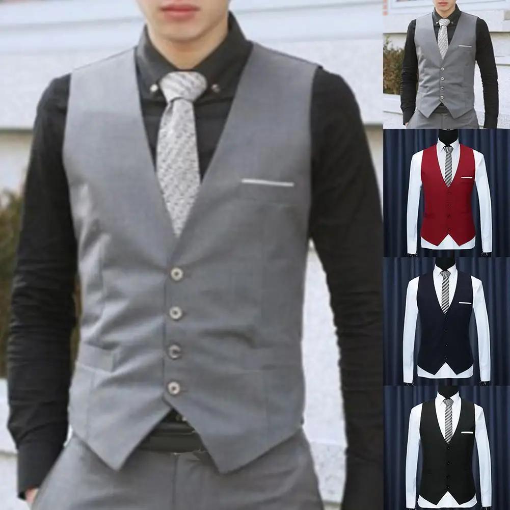 4 Colors Men's Business Casual Slim Vests Fashion Men Solid Color Single Buttons Vests Fit Male Suit For Men Spring Autumn S-6XL
4 Colors Men's Business Casual Slim Vests Fashion Men Solid Color Single Buttons Vests Fit Male Suit For Men Spring Autumn S-6XL