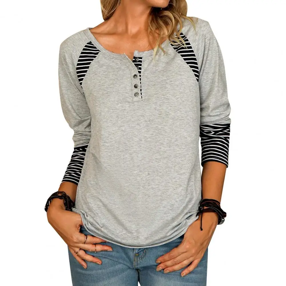 1Pc Chic Women Tops Striped Fashion Autumn Woman ClothesO Neck Buttons Stitching Long Sleeve O-neck T Shirts Lady Tops футболка
1Pc Chic Women Tops Striped Fashion Autumn Woman ClothesO Neck Buttons Stitching Long Sleeve O-neck T Shirts Lady Tops футболка