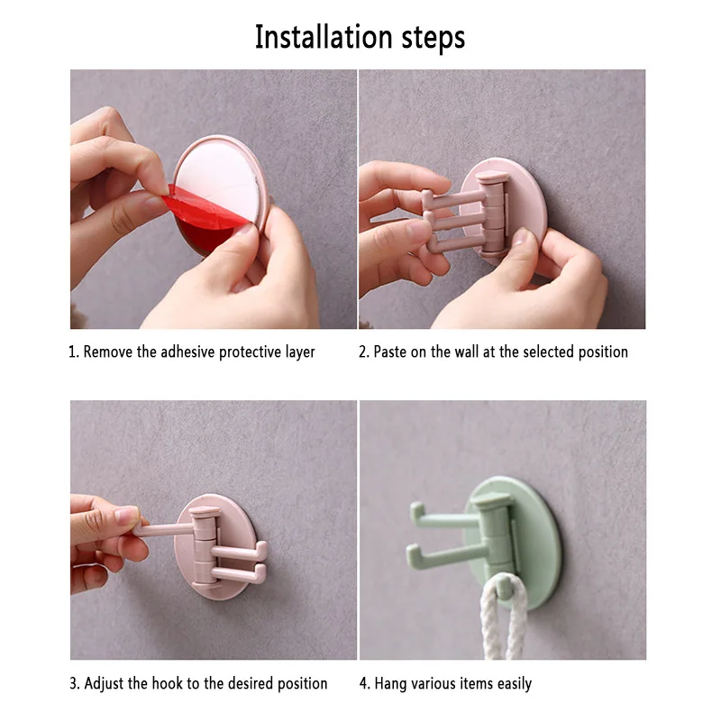 Kitchen Rotating Hook Multifunctional Punch-free Storage Hooks Bathroom 3 Branch Invisible Wall Hooks
Kitchen Rotating Hook Multifunctional Punch-free Storage Hooks Bathroom 3 Branch Invisible Wall Hooks
