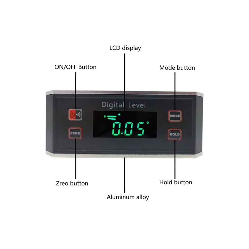 Mini Digital Display Level Multifunctional Aluminum Alloy High Accuracy Magnetic Digital Display Mini Inclinometer Protractor
Mini Digital Display Level Multifunctional Aluminum Alloy High Accuracy Magnetic Digital Display Mini Inclinometer Protractor