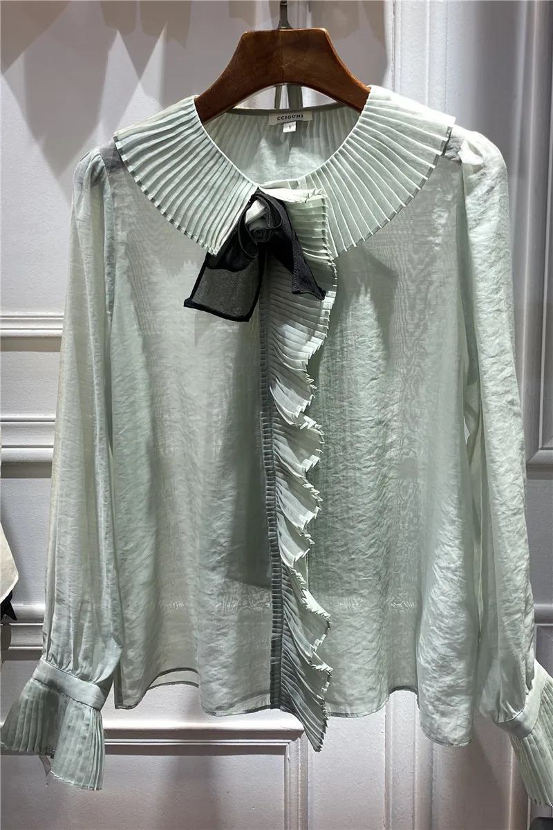 French luxury shirt 2021 new bow tie silk cotton long sleeve shirt girl sweet blouse
French luxury shirt 2021 new bow tie silk cotton long sleeve shirt girl sweet blouse