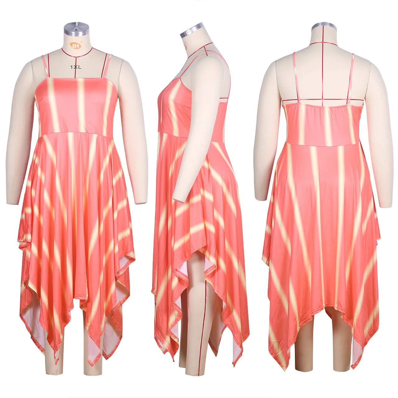 Plus Size Women Striped Printing Irregular Dress 2021 Spring Summer Sexy Sleeveless Spaghetti Strap Lady's Party Dresses
Plus Size Women Striped Printing Irregular Dress 2021 Spring Summer Sexy Sleeveless Spaghetti Strap Lady's Party Dresses