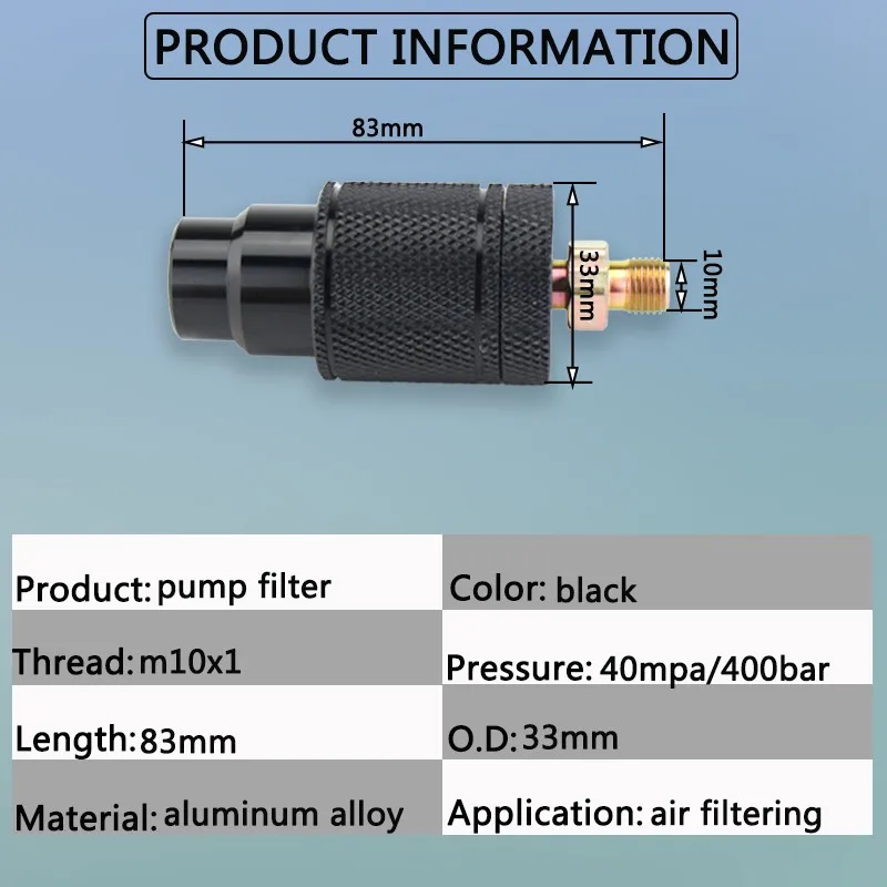 Насос высокого давления PCP для пейнтбола фильтр 8 мм наполнительная соска M10x1 40