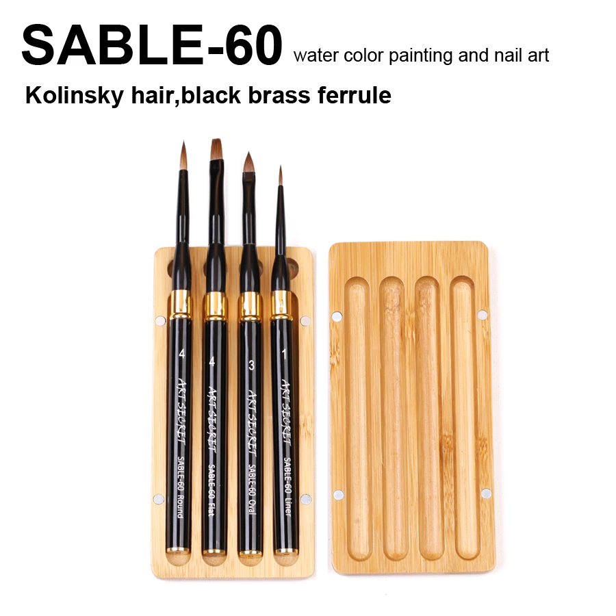 Artsecret Sable-60 Set Kolinsky Hair Black Brass Ferrule Aluminum Handle Bamboo Case Brushes For Painting Nail
Artsecret Sable-60 Set Kolinsky Hair Black Brass Ferrule Aluminum Handle Bamboo Case Brushes For Painting Nail