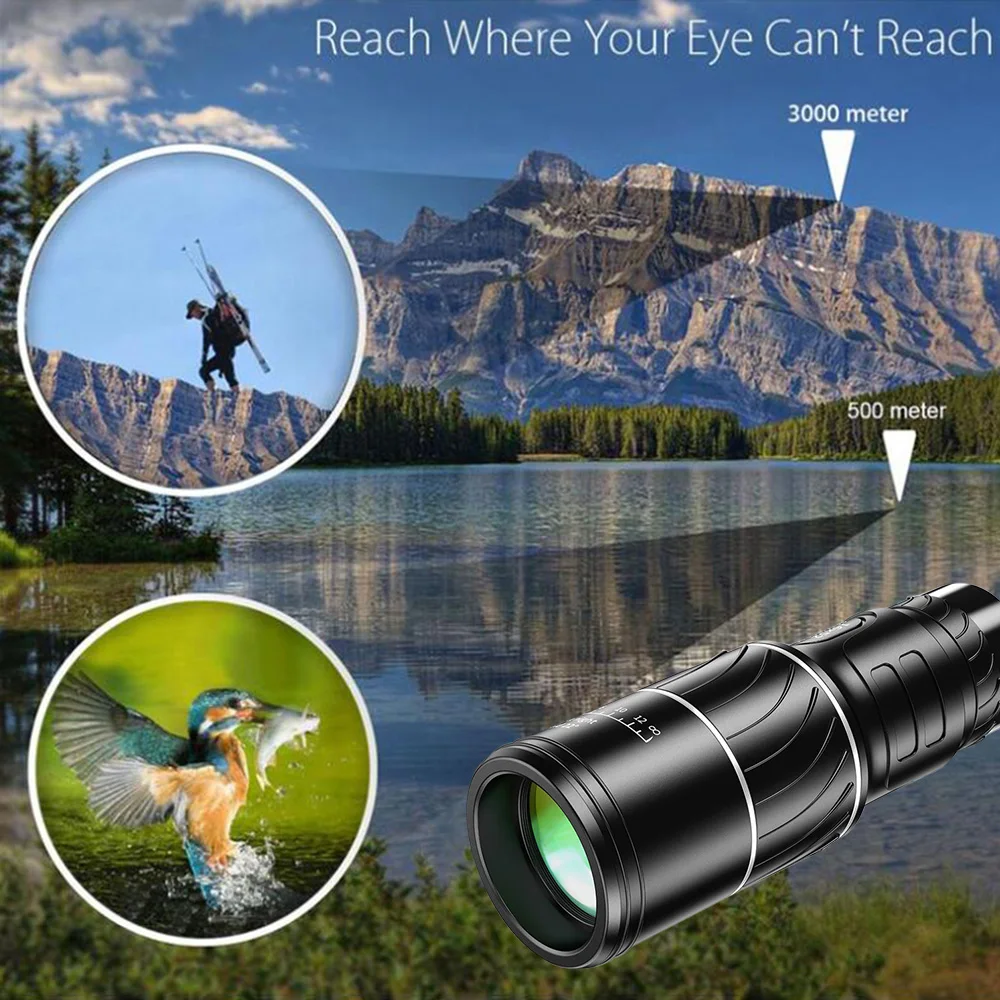 16 X 52 Monocular HD Dual Focus Zoom Optical Night Vision High Power Waterproof Telescope For Hunting Tourism Bird Watching 
16 X 52 Monocular HD Dual Focus Zoom Optical Night Vision High Power Waterproof Telescope For Hunting Tourism Bird Watching