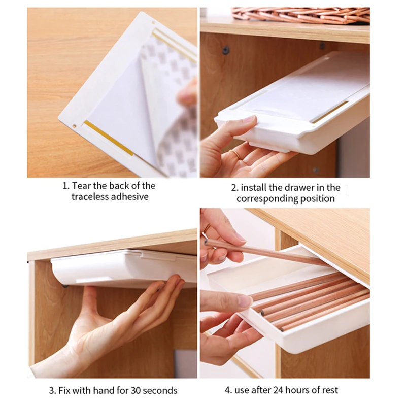 Self Stick Pencil Tray Under Desk Drawer Organizer Table Storage Organizer Boxes Stand Self-adhesive Under-drawer Storage Box
Self Stick Pencil Tray Under Desk Drawer Organizer Table Storage Organizer Boxes Stand Self-adhesive Under-drawer Storage Box