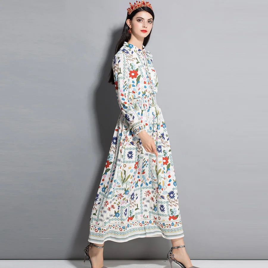 Dresses Fashion Runway Women Elegant 2021 Spring Autumn New Beige Bow Floral Elastic Bohemian Long Dress
Dresses Fashion Runway Women Elegant 2021 Spring Autumn New Beige Bow Floral Elastic Bohemian Long Dress