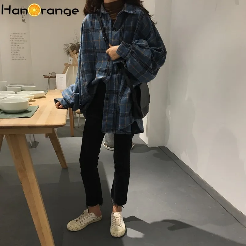 Spring Autumn Korean Retro Fashion Woolen Plaid Blouse Loose Oversized Long Sleeve Women Top Vintage Casual Shirts 2021
Spring Autumn Korean Retro Fashion Woolen Plaid Blouse Loose Oversized Long Sleeve Women Top Vintage Casual Shirts 2021