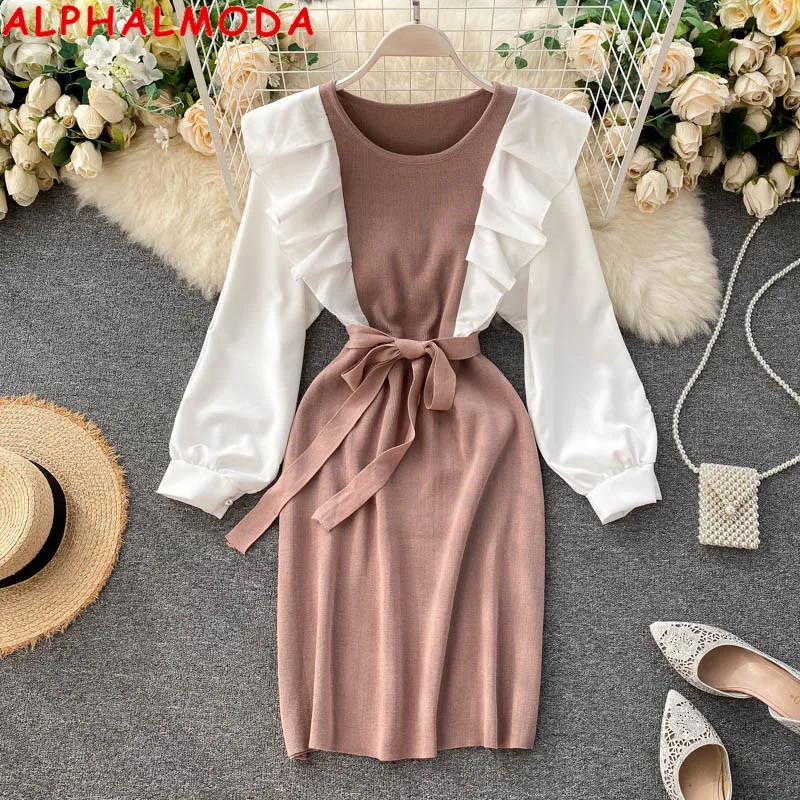 ALPHALMODA 2020 осеннее Новое Женское трикотажное платье с оборками и длинными рукавами, с поясом, женское милое платье-свитер, облегающее выше кол...
ALPHALMODA 2020 осеннее Новое Женское трикотажное платье с оборками и длинными рукавами, с поясом, женское милое платье-свитер, облегающее выше кол...