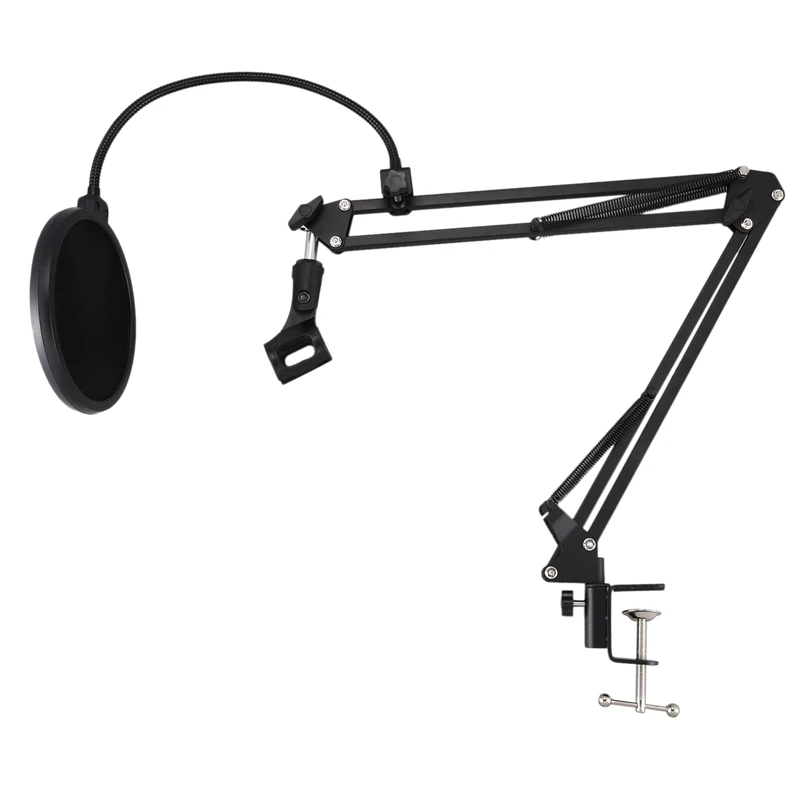 

Microphone Stand Suspension Boom Scissor Arm Stands with 3/8-5/8 Screw / Table Mounting Clamp / Filter / Clip Holder