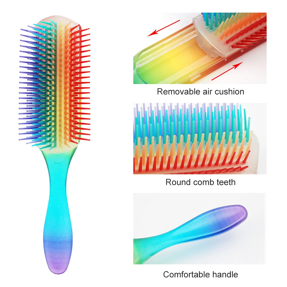 9 Rows Hair Brush Colorful Rainbow Hair Comb with Removable Bristle Pad Soft Hair Brush for Hair Styling and Shaping
9 Rows Hair Brush Colorful Rainbow Hair Comb with Removable Bristle Pad Soft Hair Brush for Hair Styling and Shaping