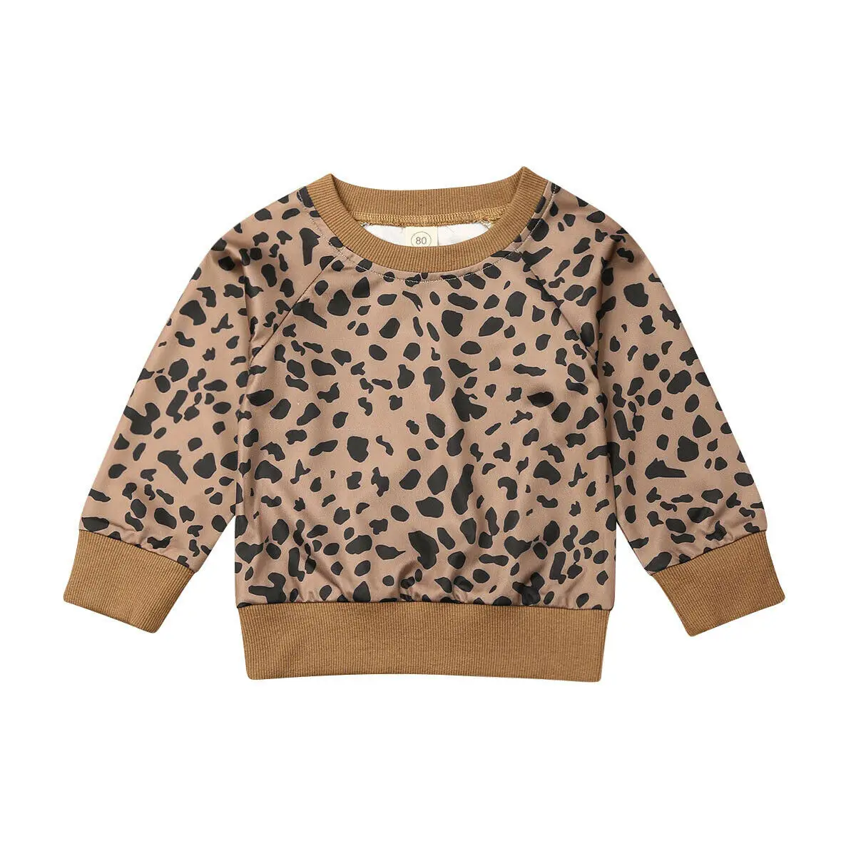 Пуловер свитшот худи леопардовой расцветки с длинными рукавами и круглым