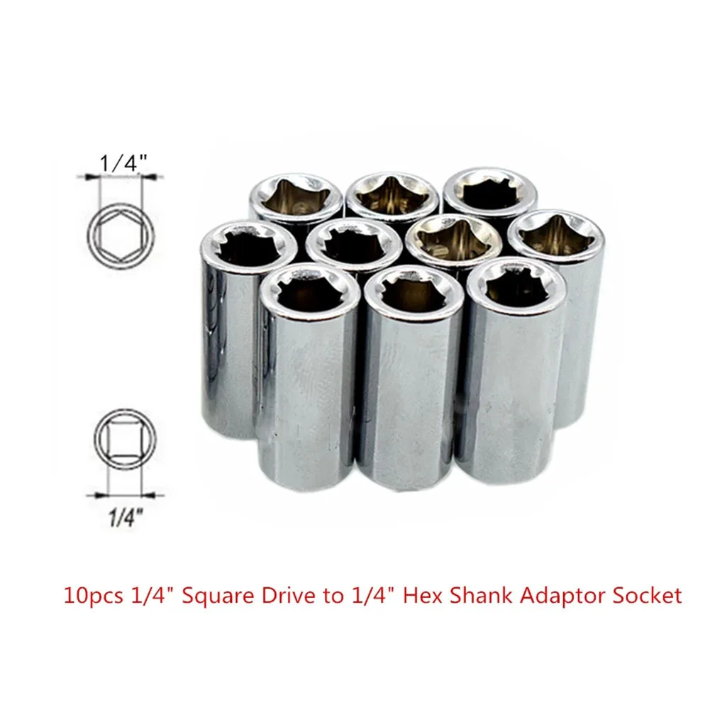 1/4" Square To 1/4" Hex Adapter Socket Drive Chrome Vanadium Steel Socket Bit Holder Useful Durable
1/4" Square To 1/4" Hex Adapter Socket Drive Chrome Vanadium Steel Socket Bit Holder Useful Durable
