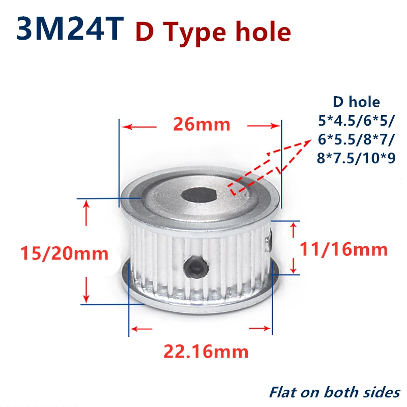 24 Teeth HTD 3M Timing Pulley D Type Bore for Width 10/15mm 3M synchronous belt HTD3M pulley Belt gear 24Teeth 24T
24 Teeth HTD 3M Timing Pulley D Type Bore for Width 10/15mm 3M synchronous belt HTD3M pulley Belt gear 24Teeth 24T