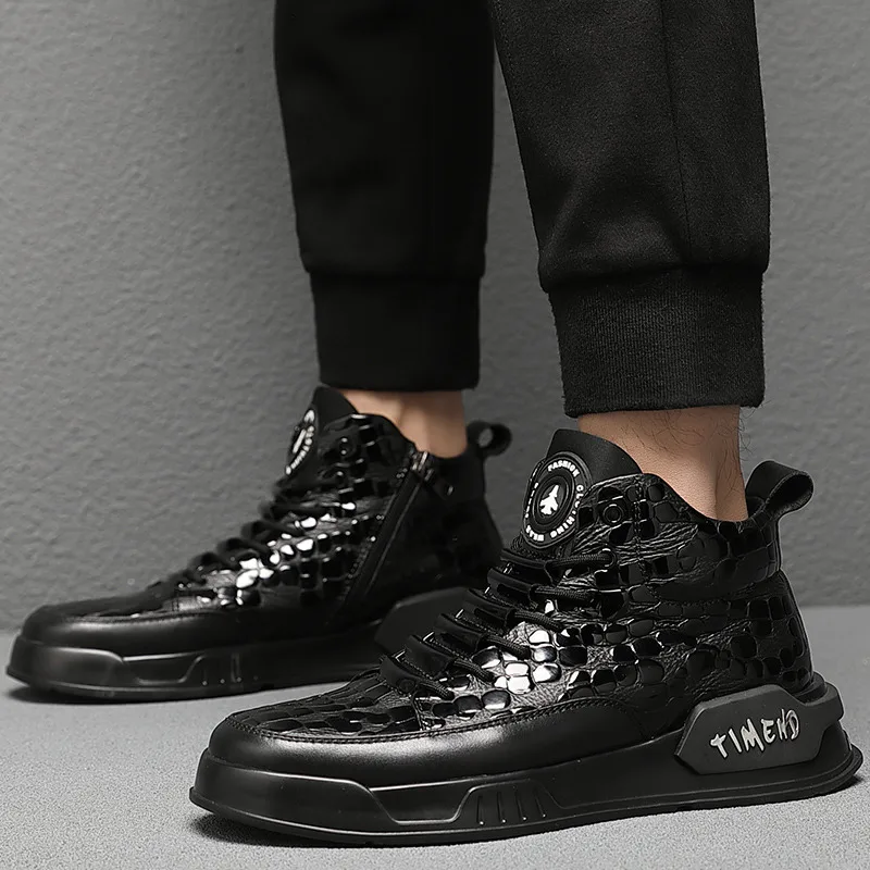 Fashion Crocodile Men's Shoes High Quality Men Leather Casual Shoes Winter Footwear Men Black High Sneakers Zapatillas Hombre
Fashion Crocodile Men's Shoes High Quality Men Leather Casual Shoes Winter Footwear Men Black High Sneakers Zapatillas Hombre