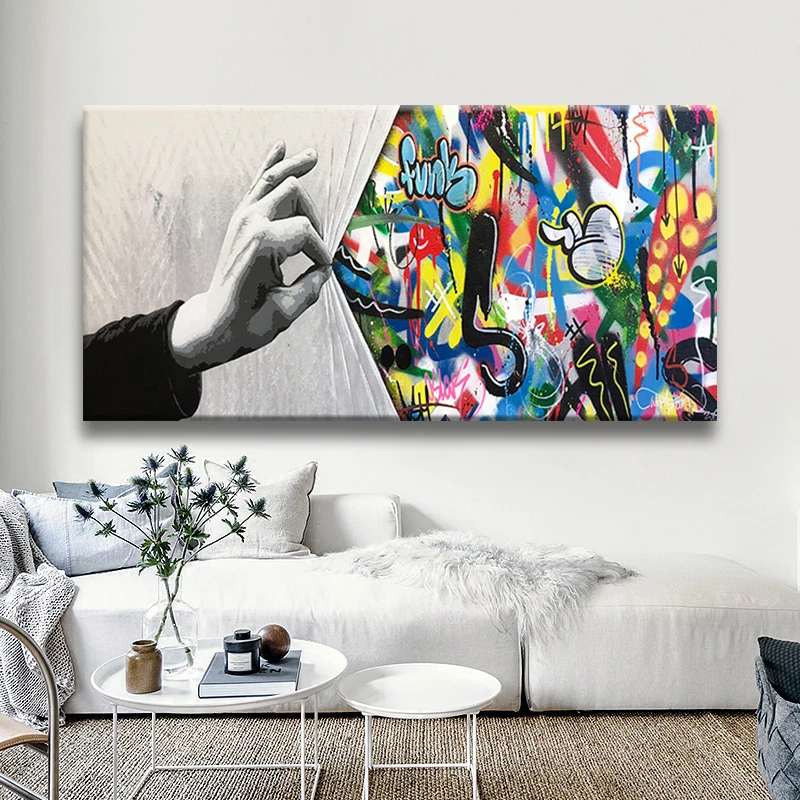 Street Graffiti Art Behind The Curtain Canvas Painting Cuadros Posters Print Wall Art for Living Room Home Decor
Street Graffiti Art Behind The Curtain Canvas Painting Cuadros Posters Print Wall Art for Living Room Home Decor